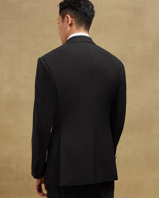 Men's Retro Solid Color Collar Two-piece Suit