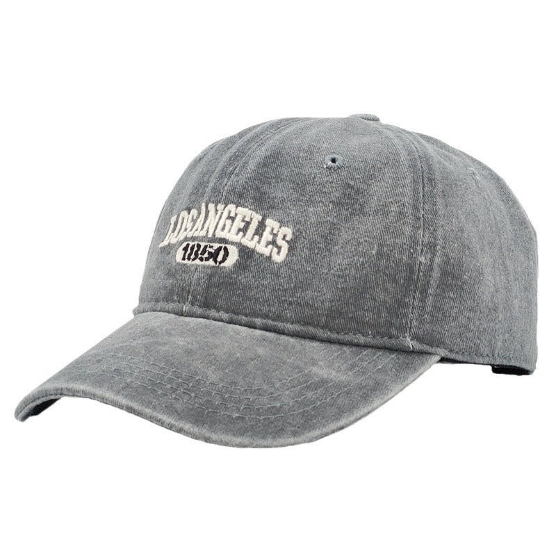 Men's Retro Washed Distressed "Los Angeles" Embroidered Peaked Cap