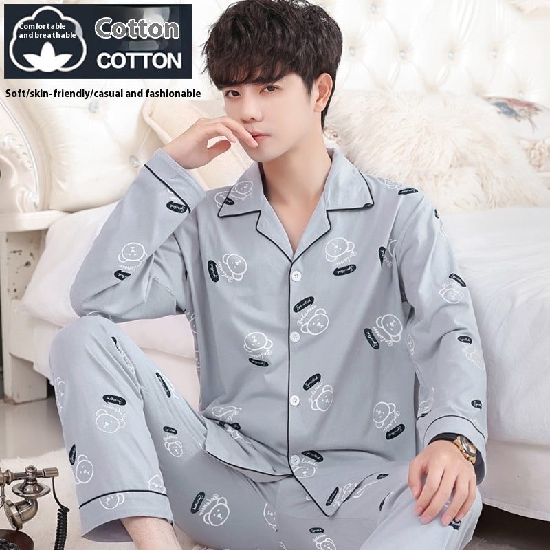 Men's Cotton Long-sleeved Pajamas