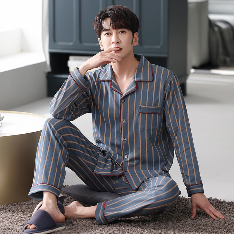 Men's Cotton Long-sleeved Pajamas