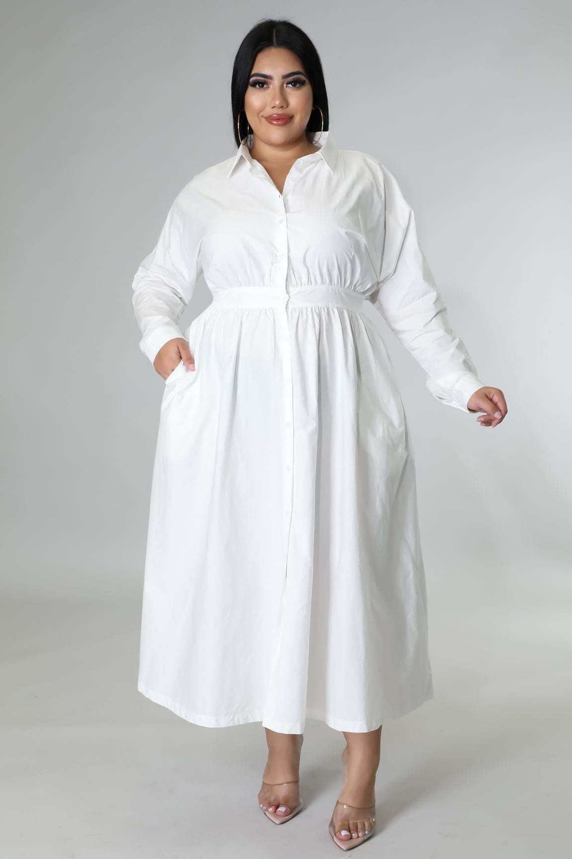 Fashion Plus Size Women's dress long V-neck