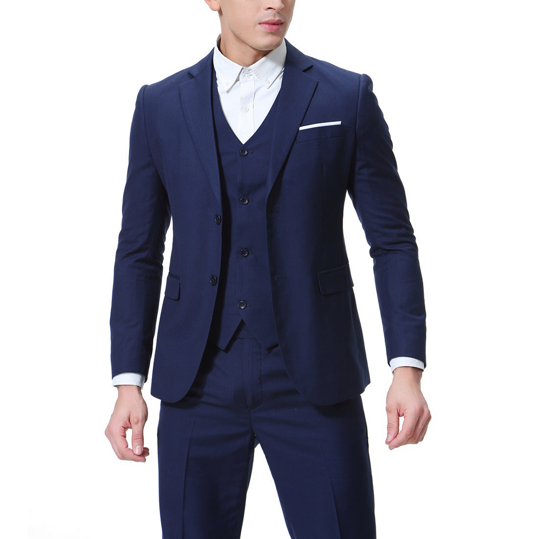 Men's Solid Color Casual Business Casual Three-Piece Suit