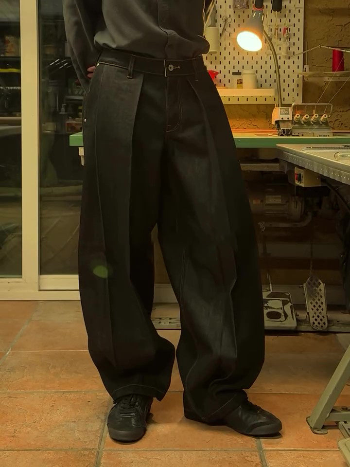 Men's Classic Pocket Denim Wide-Leg Jeans