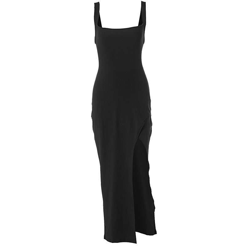 Split Backless Suspender Sheath Women's Clothing Dress