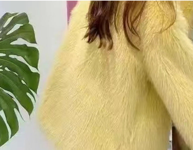 Fashion Long Sleeve Fluffy Coat Women