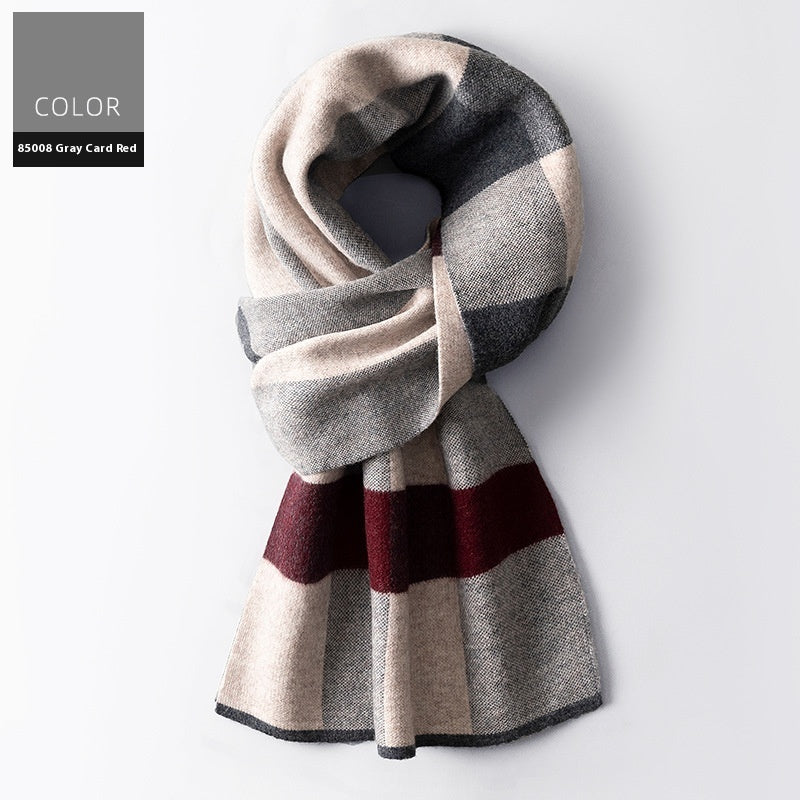 Men's Wool Winter Plaid Double-sided Scarf