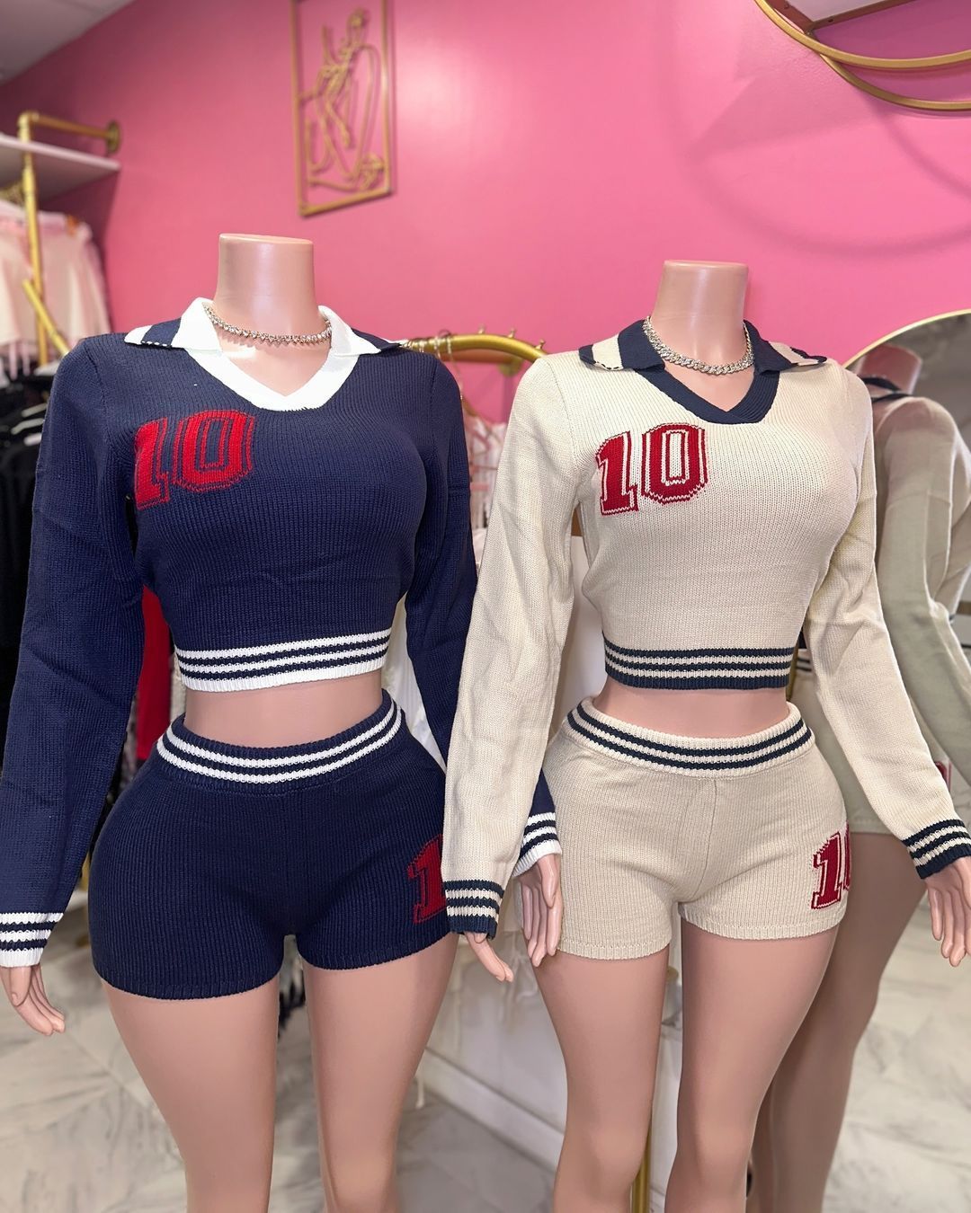 Lapel Girls Contrast Color Stretch Long Sleeve Top Shorts Suit Women
