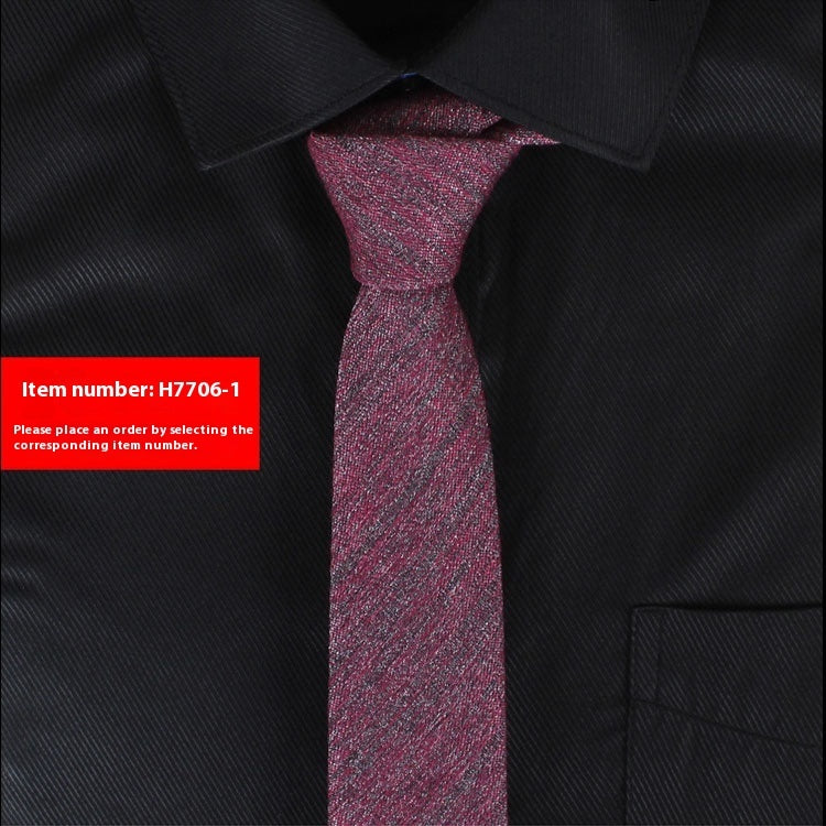 Solid Color Narrow Cotton Men's 6cm Tie