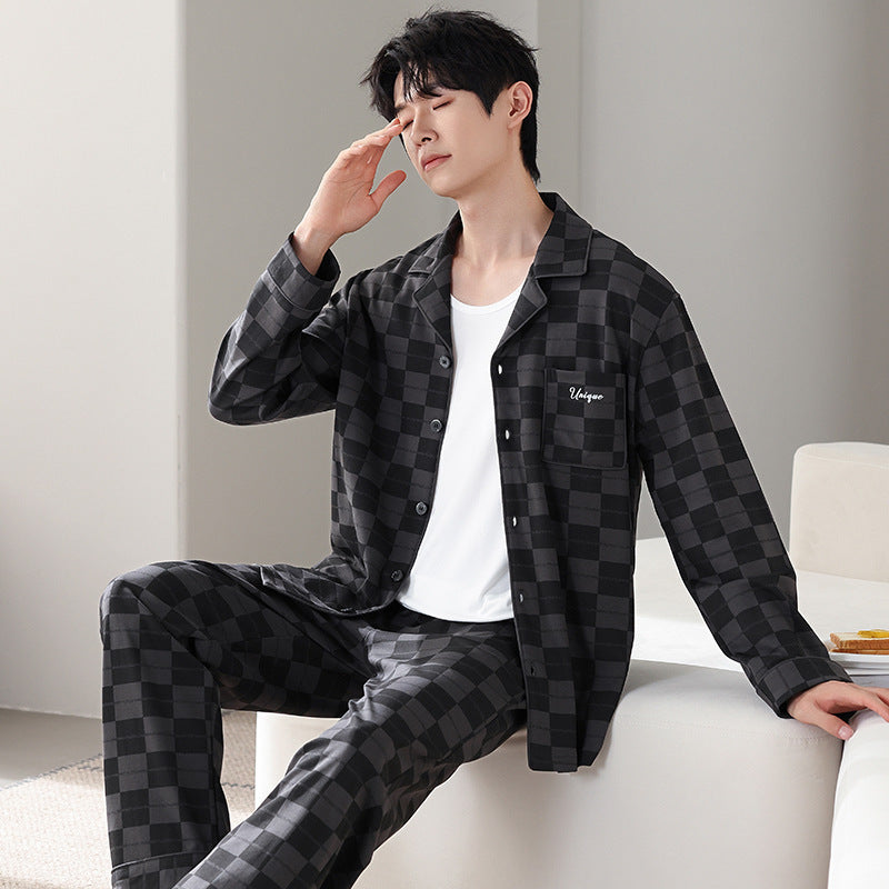 Men's Pure Cotton Long Sleeved Pajamas