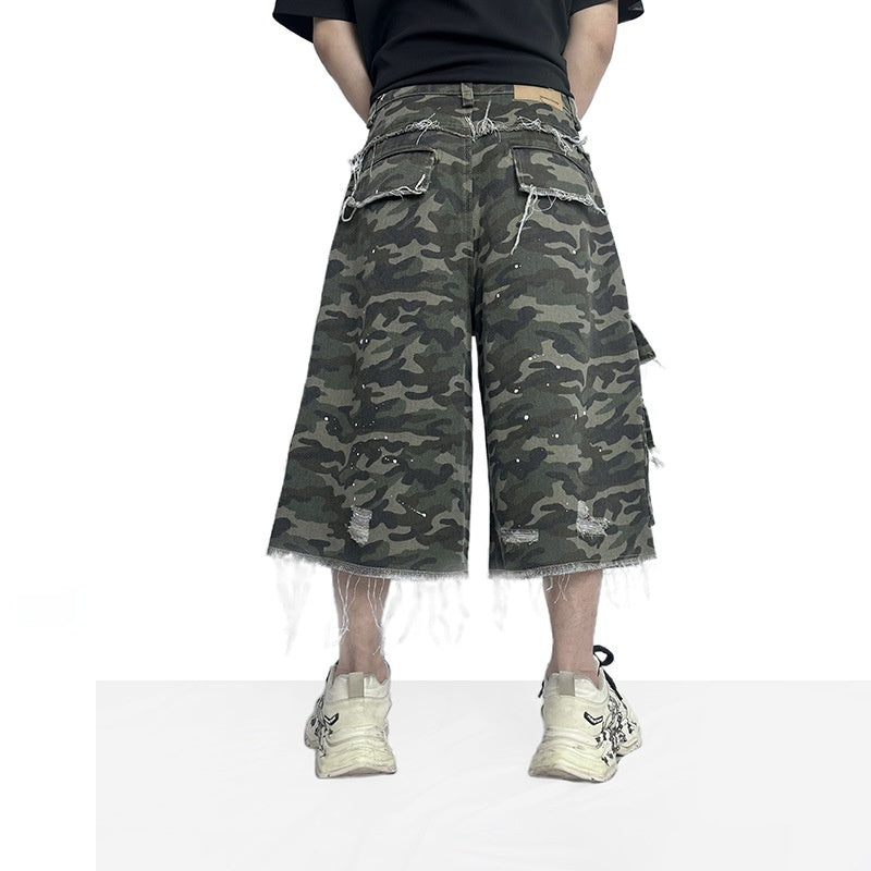 Camouflage Casual Wide Leg Shorts For Men