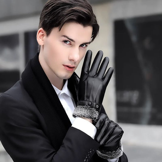 Men's Fleece-lined Thick Windproof Gloves