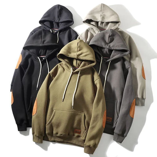 Men's Thick Warm Affixed Cloth Embroidered Hoodies