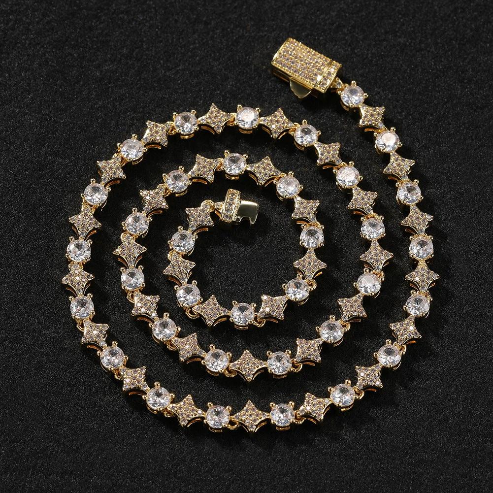 Star Zircon Tennis Chain Necklace For Men by GJG Denim
