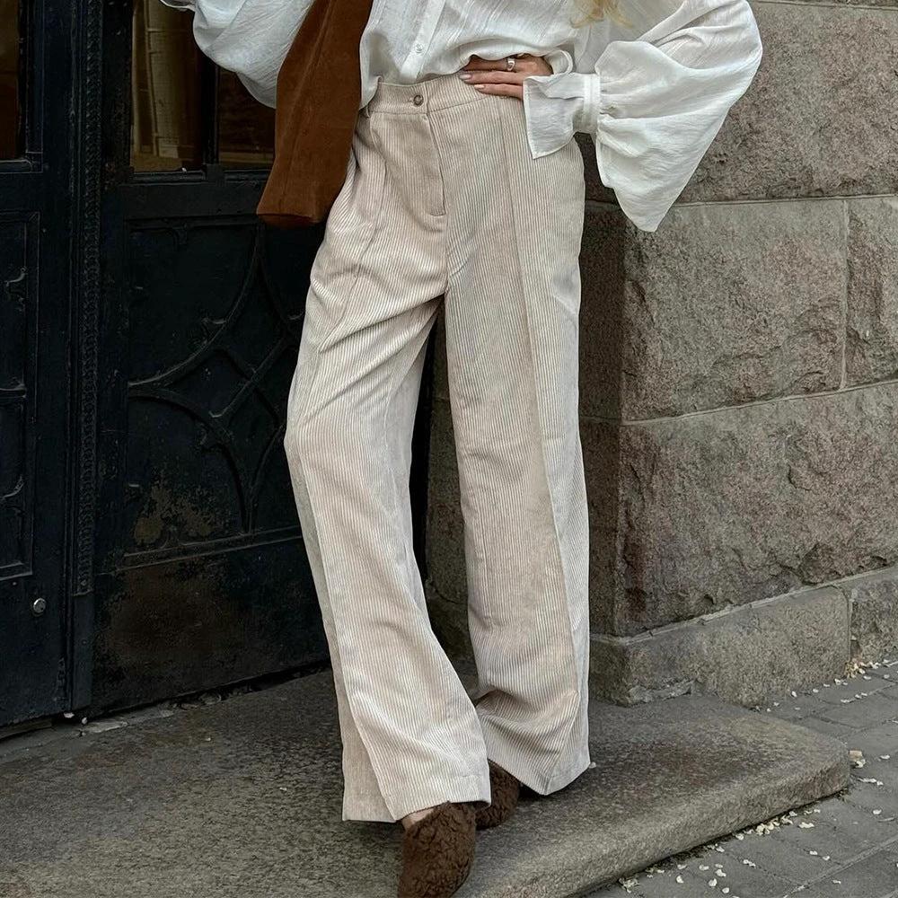Womens Retro-Style Wide-Leg Loose-Fit Casual Trousers In American Style by GJG Denim