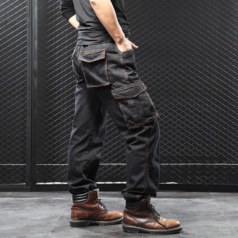 Men's Straight Loose Fit Cargo Jeans