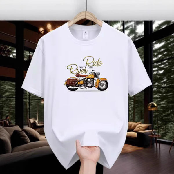 Men's Motorcycle Pattern Printed T-shirt