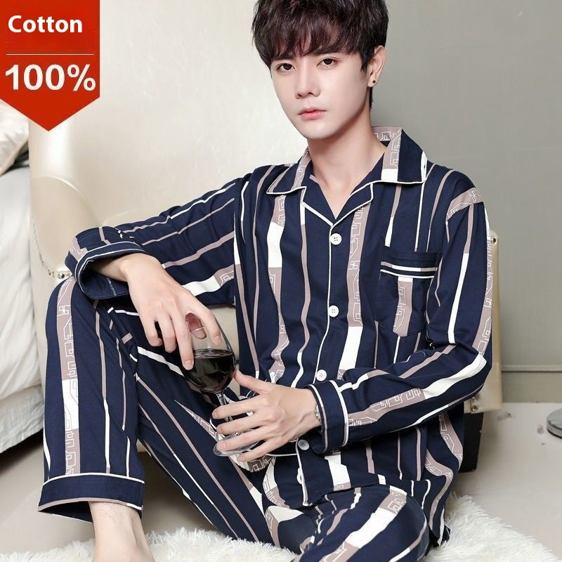 Men's Cotton Long-sleeved Pajamas