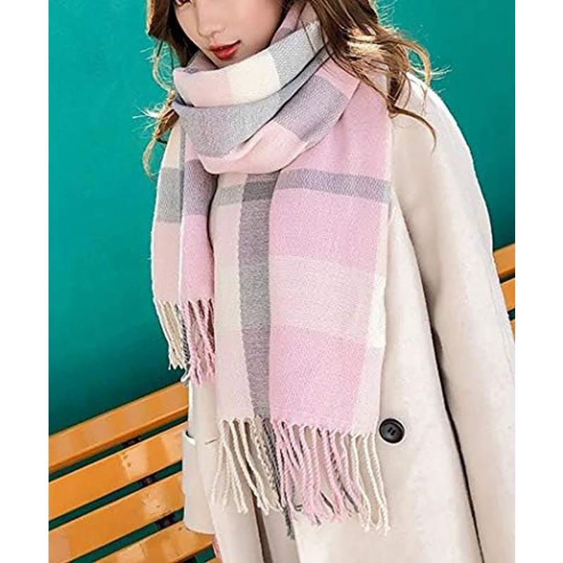 Couple Winter Scarf - Thick Warm Polyester Tassel Shawl Wrap, 180x70cm Unisex Scarves For Women & Men, Christmas Thanksgiving Gift by GJG Denim