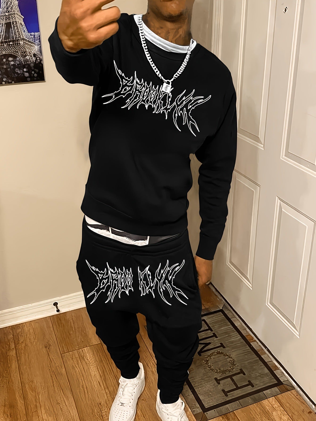 Men's Casual Fashion Round Neck Sweatshirt/Pants Suit