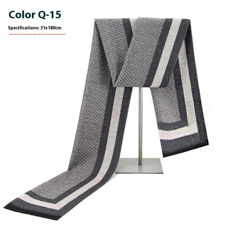 Men's Warm Cashmere-like Striped Scarf