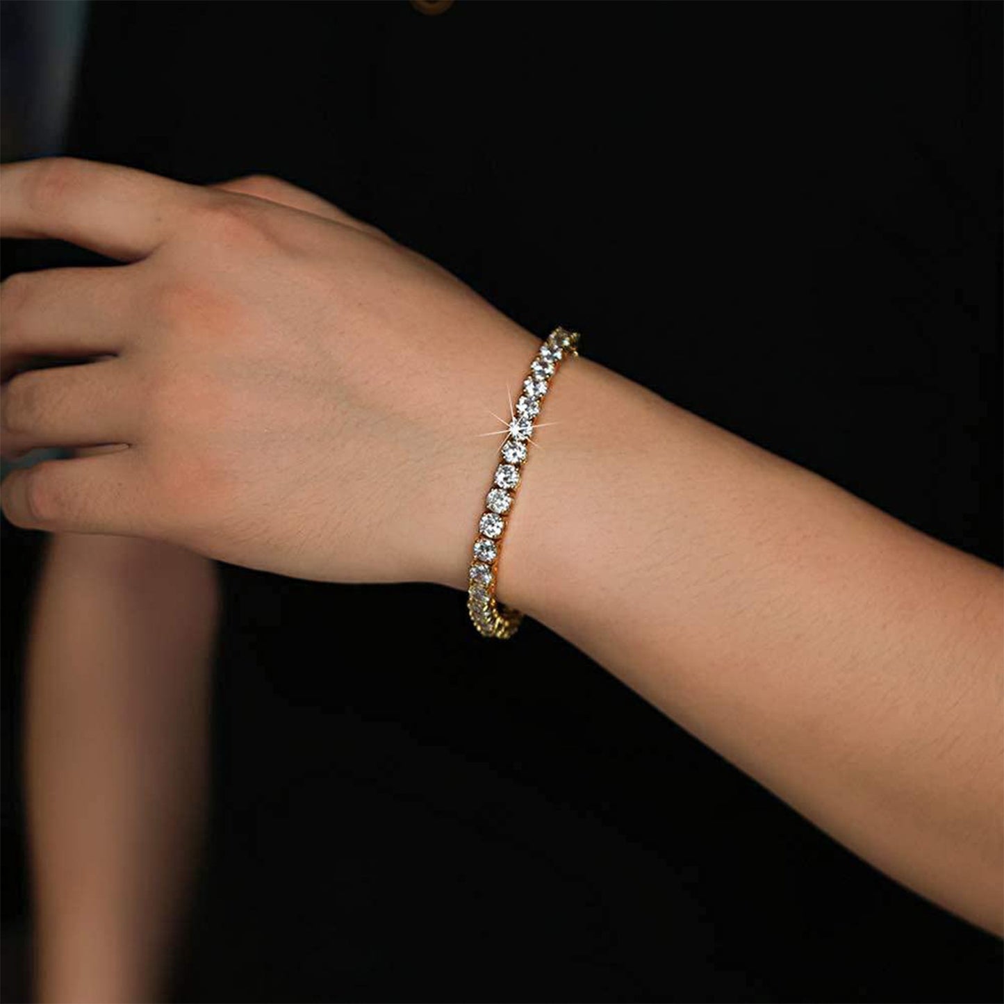 Classic 18K Gold Electroplated Zircon High-grade Tennis Full Diamond like Bracelet