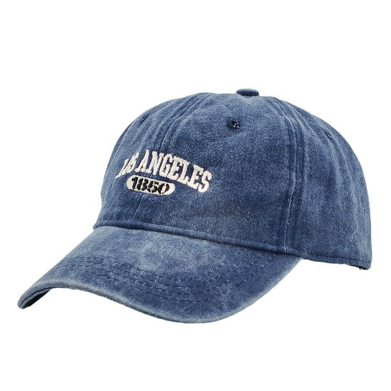 Men's Retro Washed Distressed "Los Angeles" Embroidered Peaked Cap