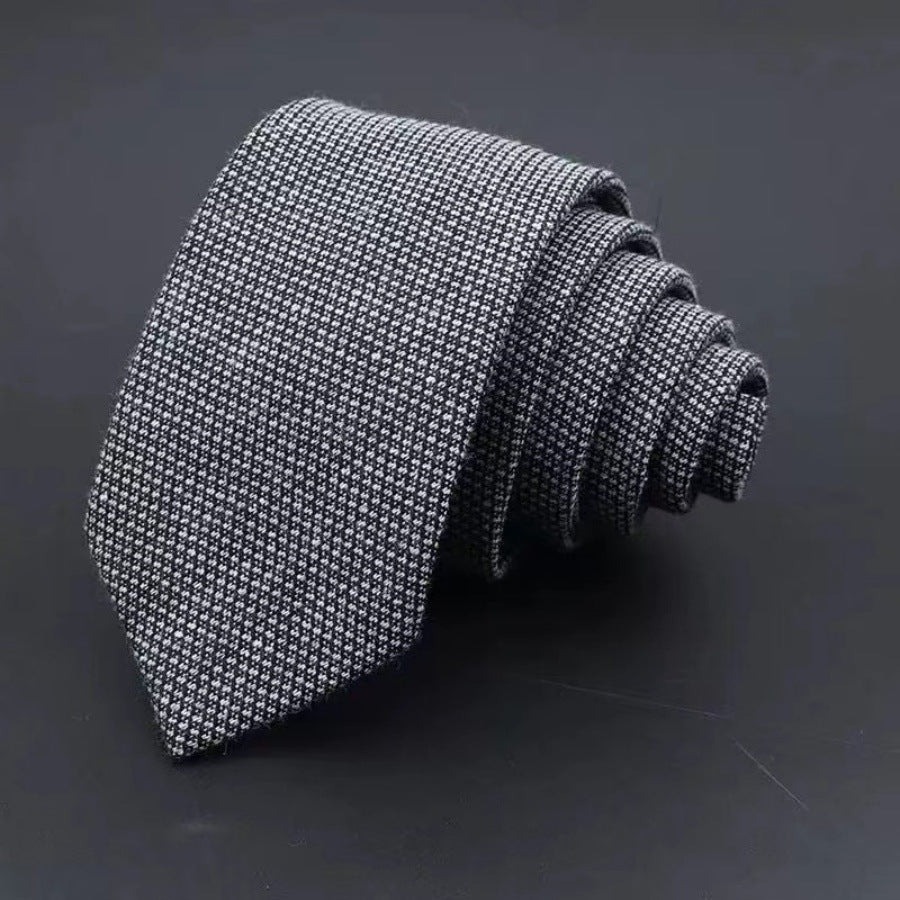 Men's Thickened Sanded Fabric Striped Solid Color Cotton Tie