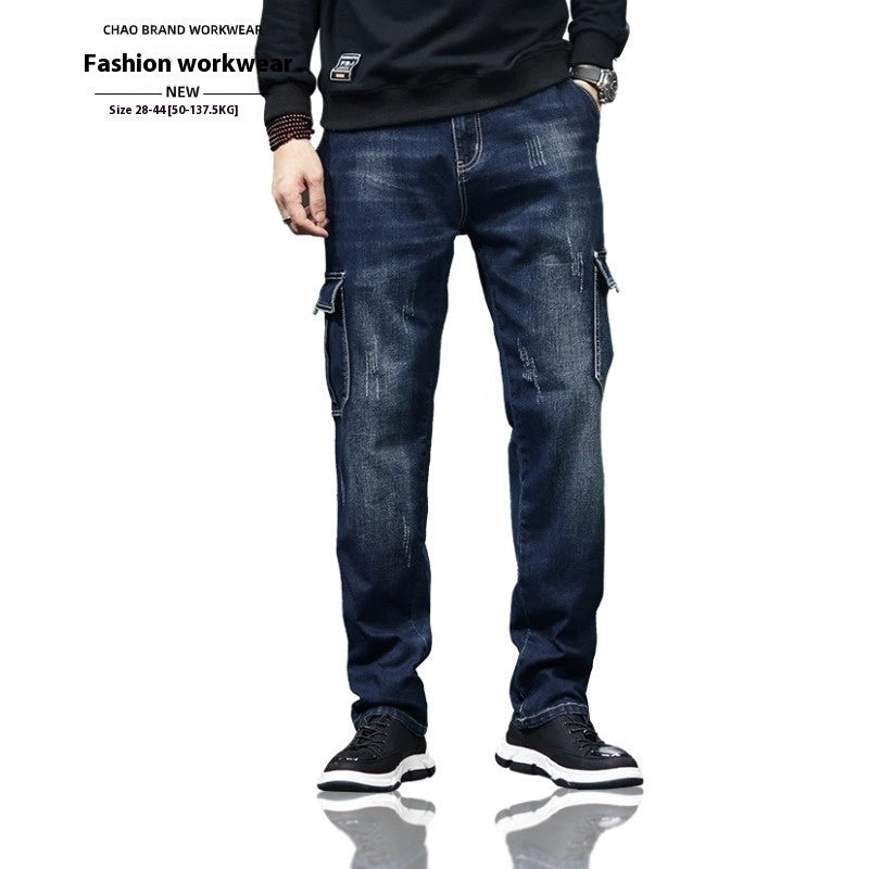 Men's Nostalgic Retro Multi-pocket Jeans