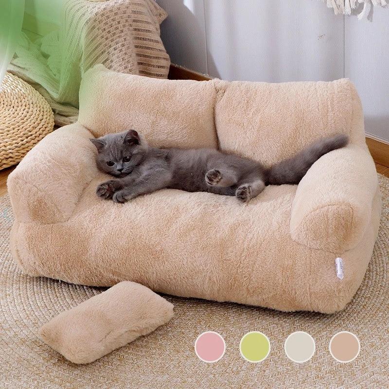 Luxury Cat Bed Sofa Winter Warm Cat Nest Pet Bed For Small Medium Dogs Cats Comfortable Plush Puppy Bed Pet Supplies by GJG Denim