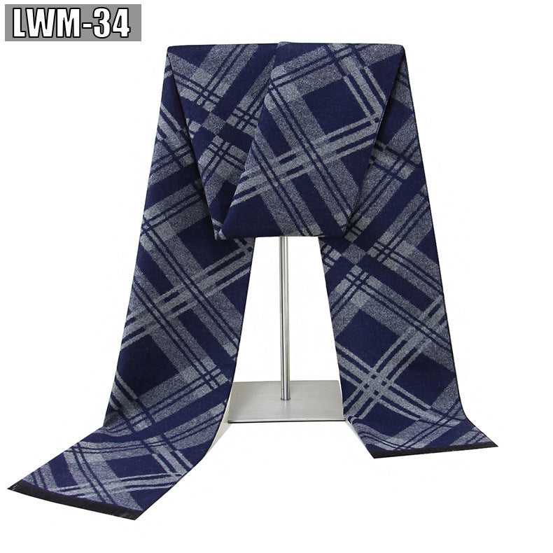 Men's Cashmere Autumn And Winter Business Plaid Scarf
