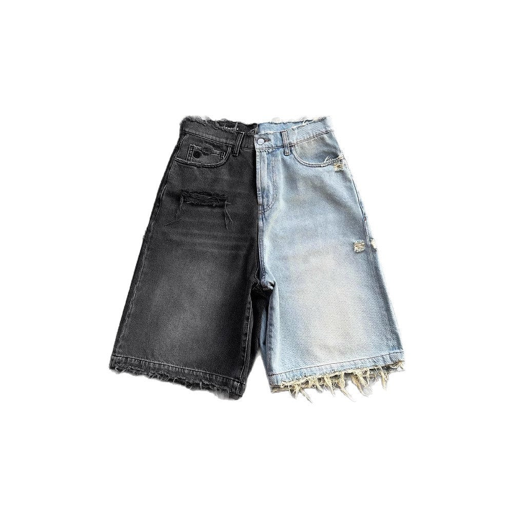 Men's Ripped Washed Denim Shorts
