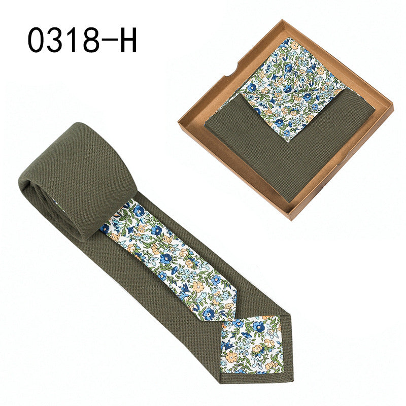 Men's Floral Print Tie and Pocket Square