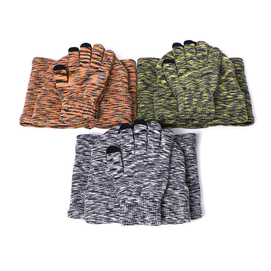 Men's Knitted Three-piece Beanie Scarf and Touch Screen  Gloves