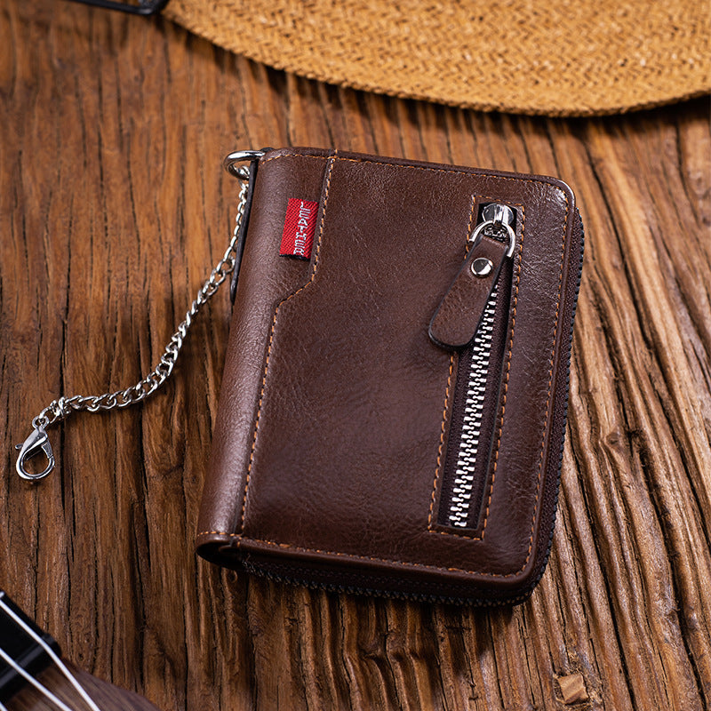 Multiple Card Slots Large Capacity Two-fold Zipper Cash And Card Wallet