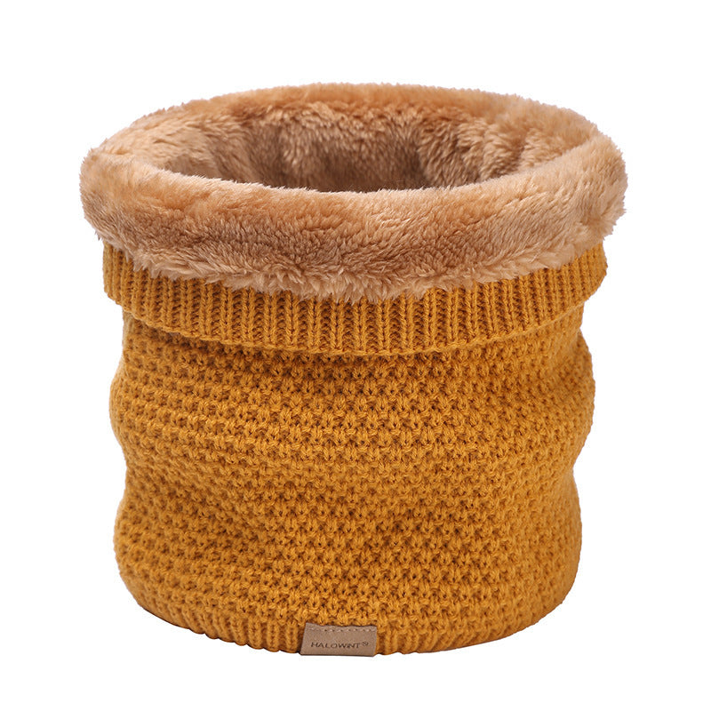 Men's Knitted Velvet Padded Neck Protection Scarf