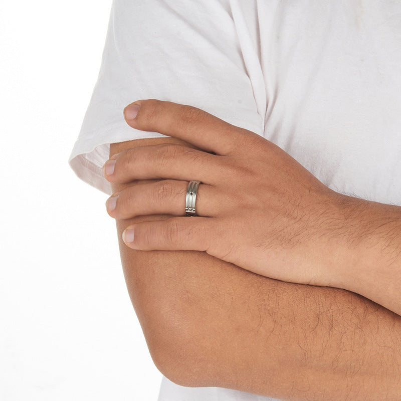 Simple And Fashionable Silver Gold Festive Ring For Men