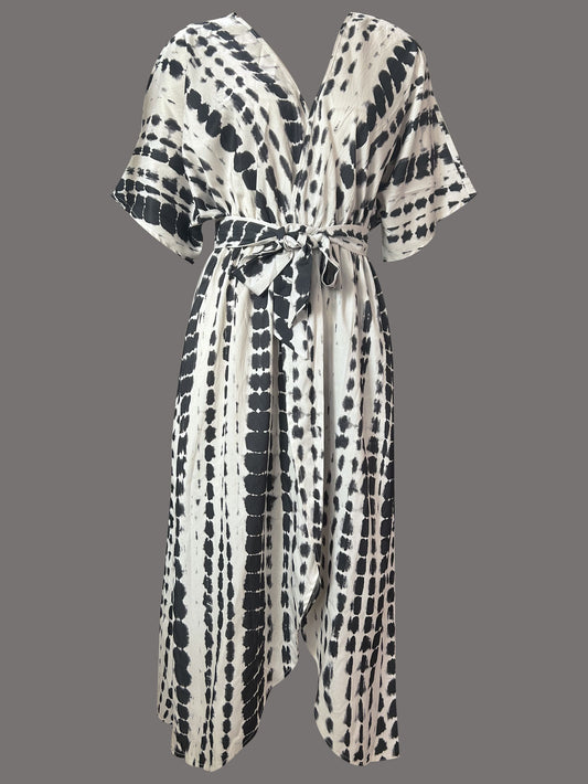 Tie-dye Pattern Printed Beach Cover-up Coat Robe Dress