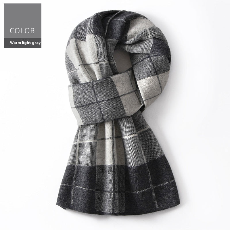 Men's Wool Winter Plaid Double-sided Scarf
