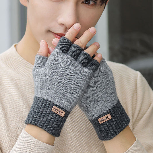 Men's Thick Knitted Half Finger Gloves