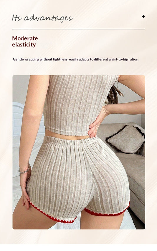 Cozy And Comfortable At-home Loungewearloving-heart Vest And Shorts Set