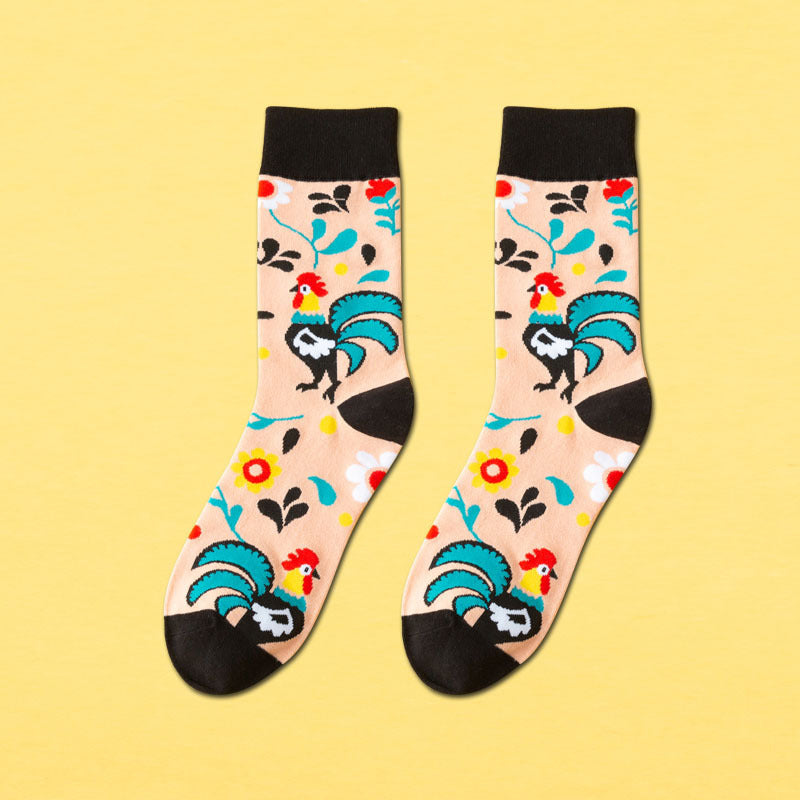 Men's Mid-calf Length Casual Cartoon Foot Socks