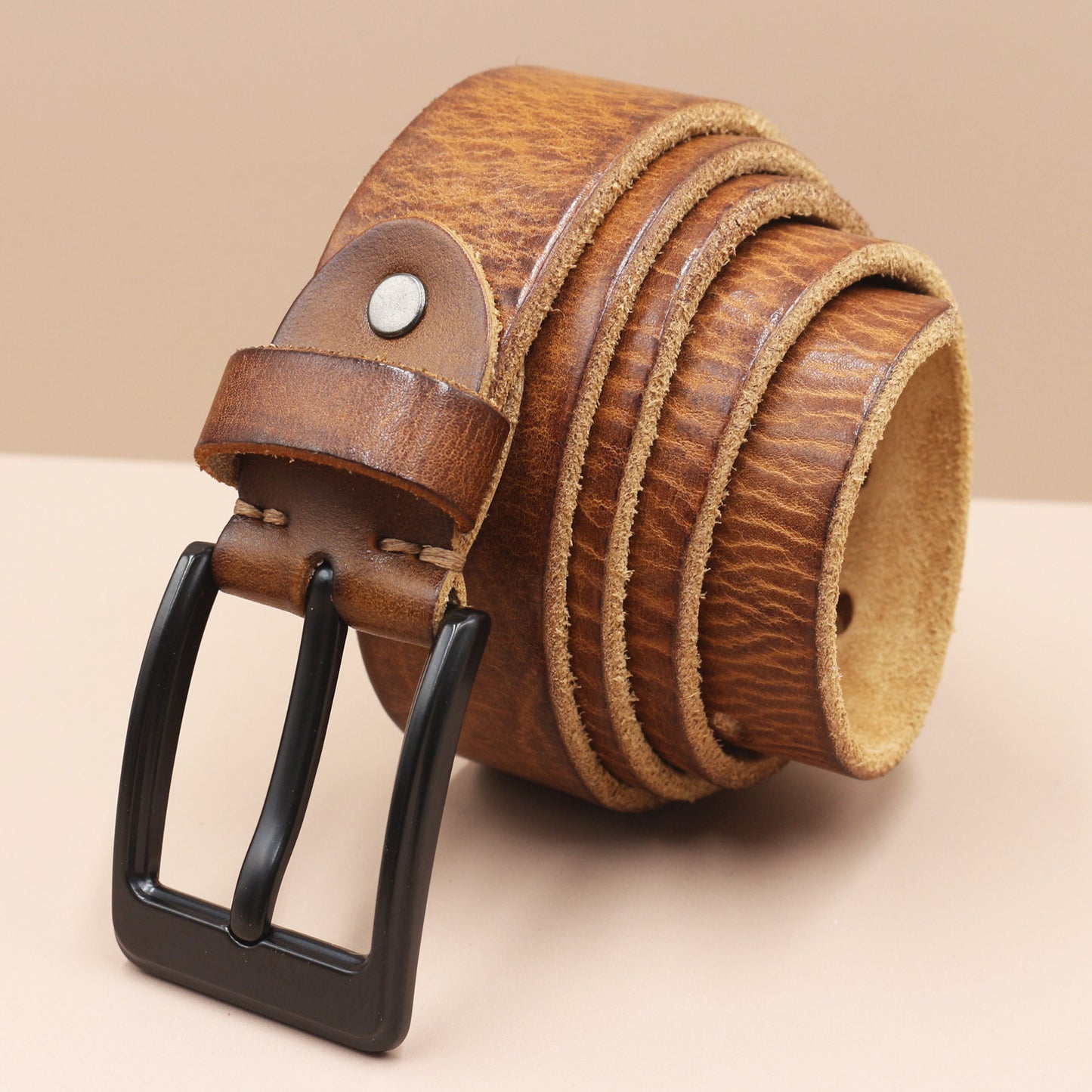 Top Layer Leather Pin Buckle Men's Belt