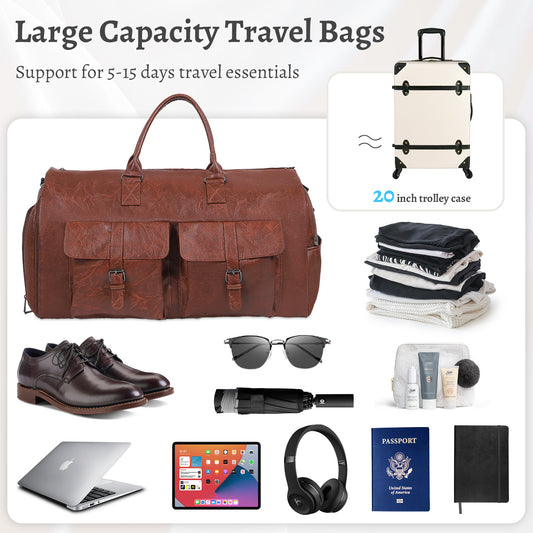 Men's Large Capacity Leather Suit Storage Bag