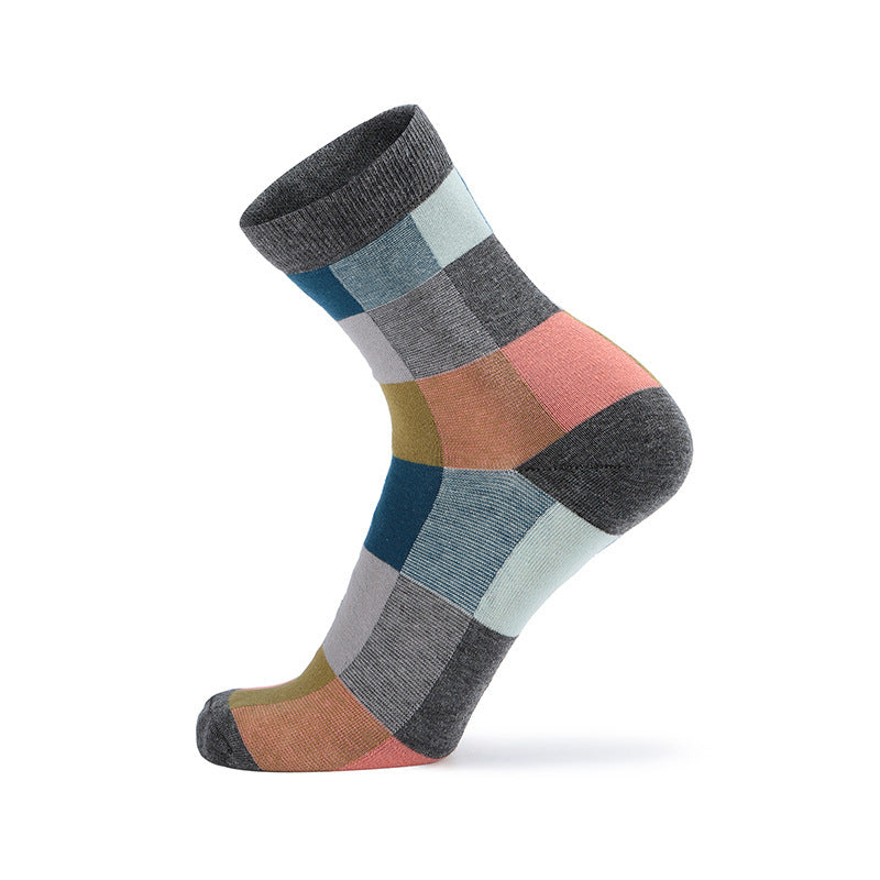 Men's Medium Tube Classic Plaid Cotton Socks