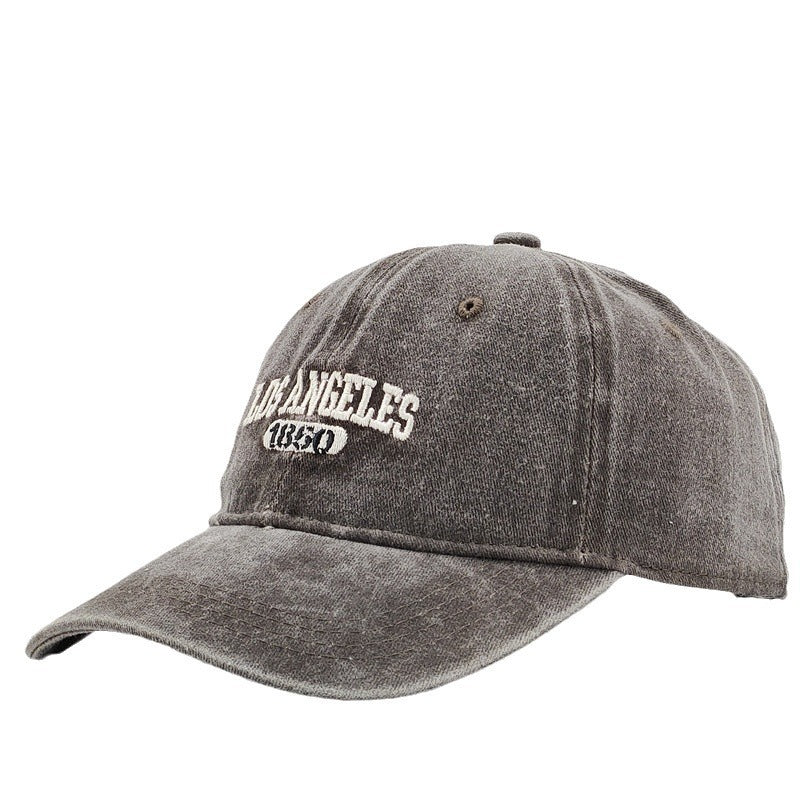 Men's Retro Washed Distressed "Los Angeles" Embroidered Peaked Cap