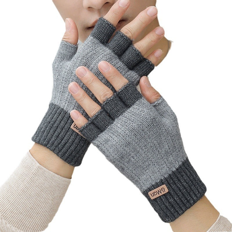 Men's Thick Knitted Half Finger Gloves