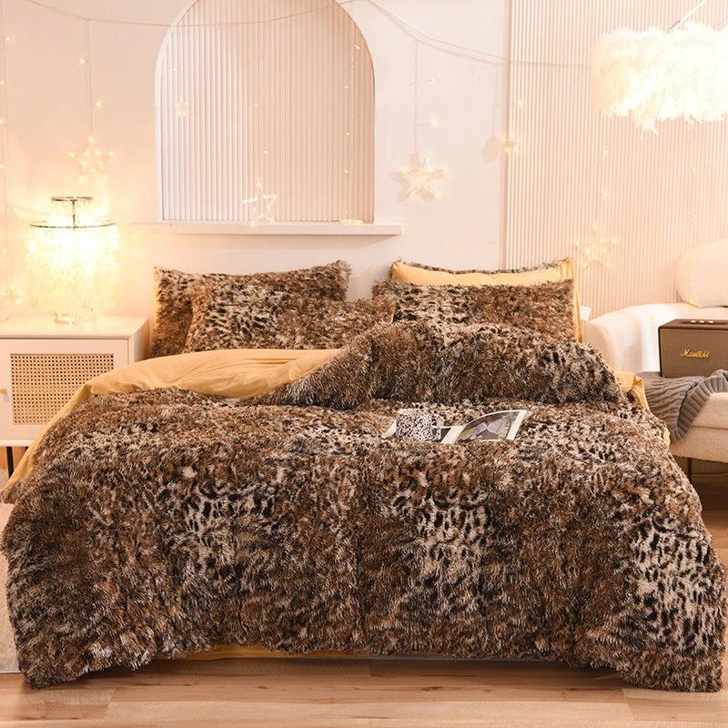 Luxury Thick Fleece Duvet Cover Queen King Winter Warm Bed Quilt Cover Pillowcase Fluffy Plush Shaggy Bedclothes Bedding Set Winter Body Keep Warm by GJG Denim