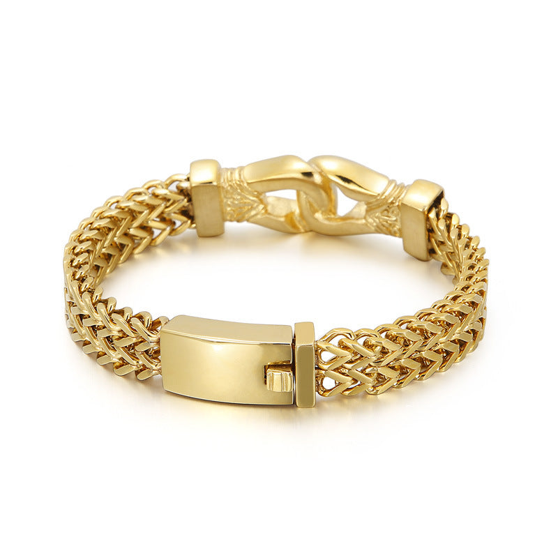 Men's Boxing Mesh Chain Link Gold Color Bracelet Stainless Steel