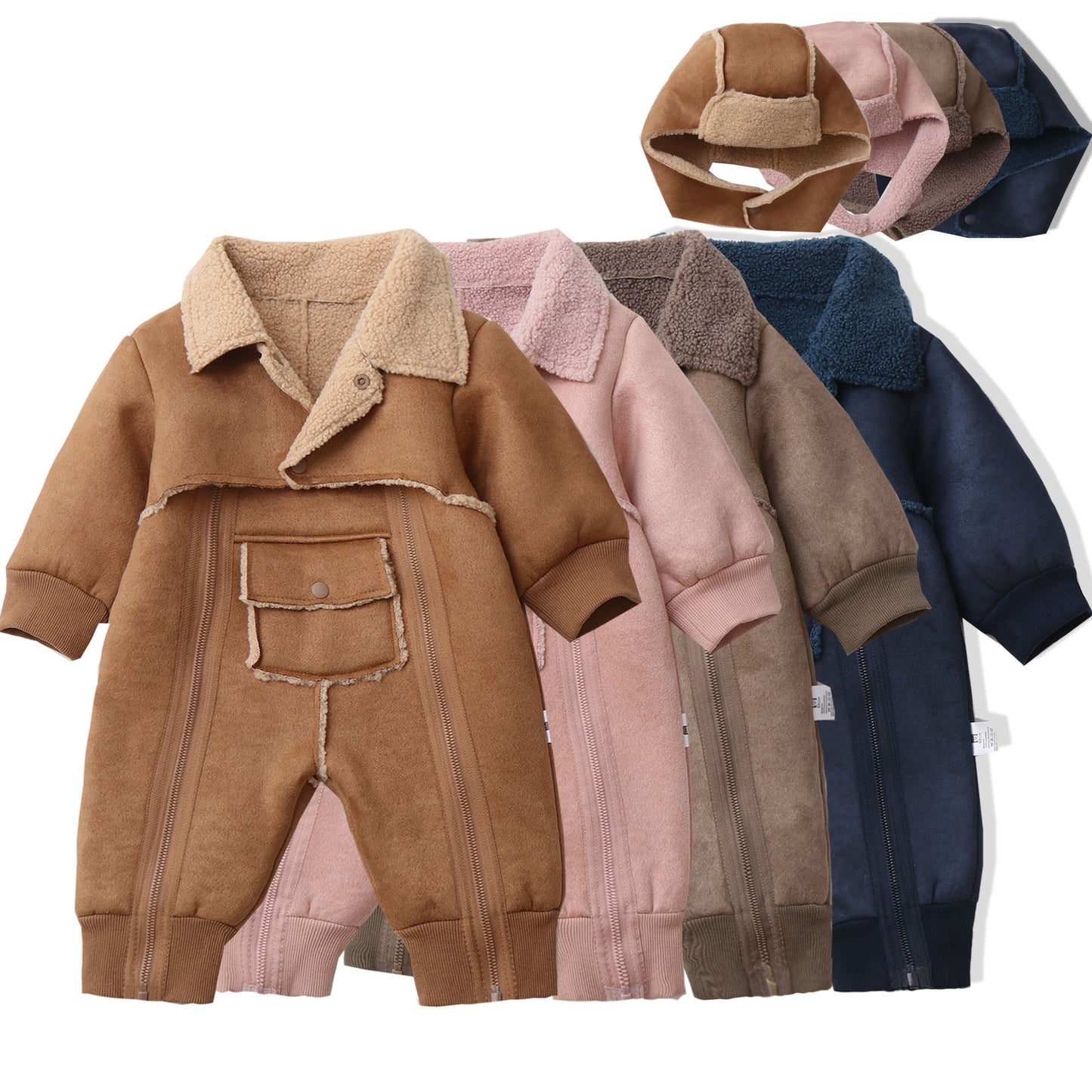 Fur One-piece Hooded Jumpsuit Children's Romper Outwear