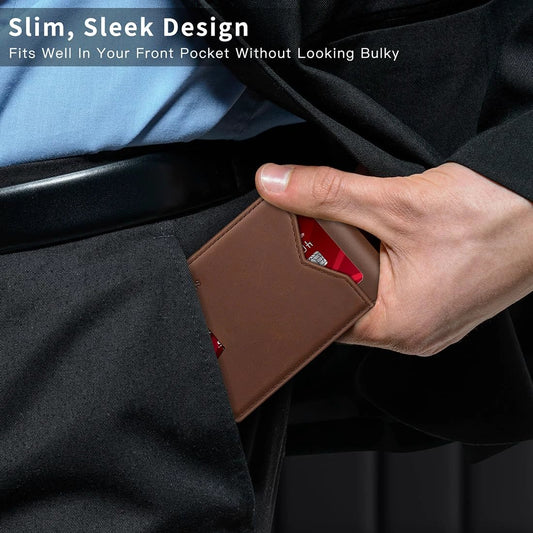 Real Leather, Slim Bifold Minimalist Front Pocket Design, RFID Mens Wallet With Money Pocket,ID Window, Holds Up To 11 Cards by GJG Denim
